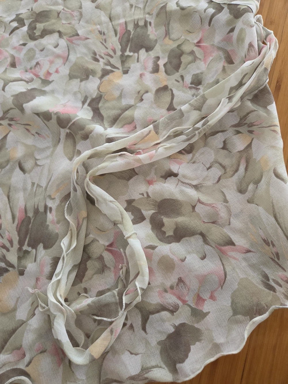 Vintage Papillon Blanc Olive and Pink Floral Slip Mini Dress - Picture 12 of 14